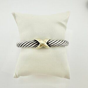 David Yurman Cable Flex X Cuff w/ 14K Yellow Gold - Size Medium